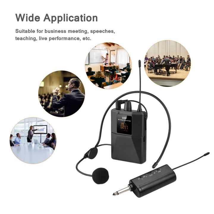 UHF%20Wireless%20Microphone%20Headset%20with%20Transmitter%20and%20Receiver,%20LED%20Digital%20Display%20Bodypack%20Transmitter%20-%20black%20-%20Image%202