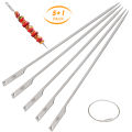5pcs 10 In ch Flat Titanium Barbecue Skewers Outdoor Backyard Picnic BBQ Grilling Kabob Skewers BBQ Sticks with Wire Ring.
