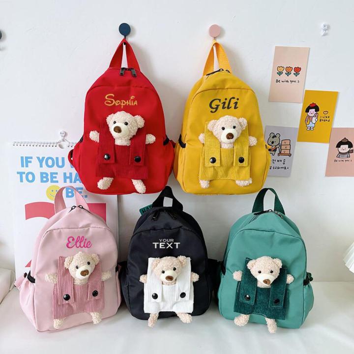 Personalized Embroidery Toddler Backpack Plush Bear Preschool