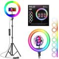 10 inch RGB LED Soft Ring Light with Tripod Stand for Photography Makeup YouTube Video Shooting Selfie.