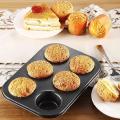 6 Round Non Stick Muffin and Mini Cupcake Mold - Black. 