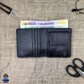 Avro Bifold Mini Wallet Card Holder, Coin Pocket Black Wallet For Men 100% Cow Leather Money Bag For Men. 