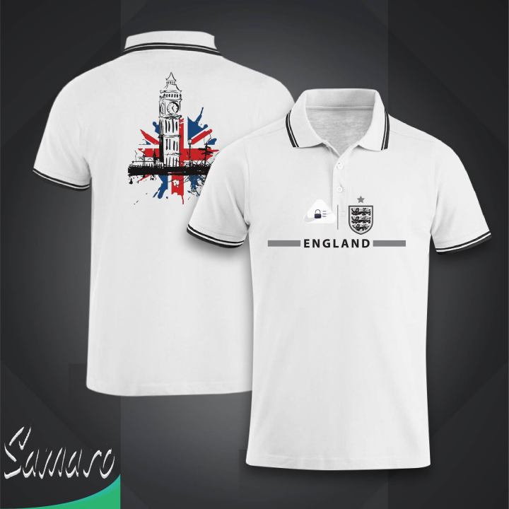 England Short Sleeve Collar Polo Football Jersey For Men - Half Sleeve Collar Polo London t shirt - England Jersey