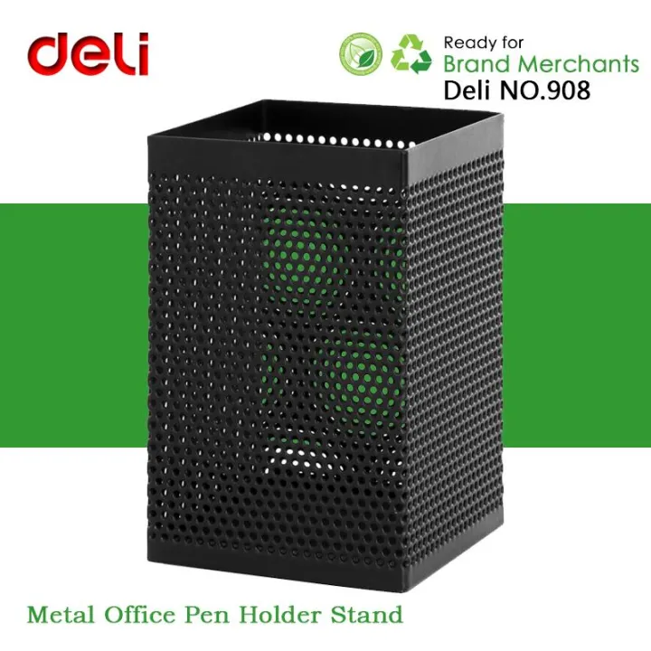 deli%20Pen%20Holder%2073%C3%9773%C3%97115mm%20Mesh%20Steel%20Barrel%20908%20Black%201pcs%20-%20Image%202