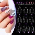 200pcs Nail Tips Short Stiletto Acrylic Pre-Shaped Extra Clear Short Nails 10 Sizes Half Cover Nail Tips for Acrylic Nails.