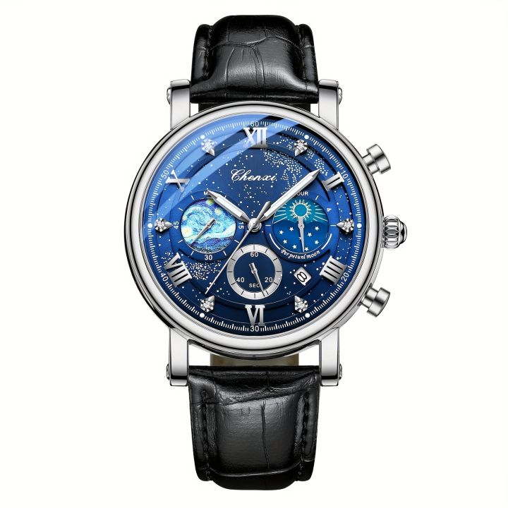 Sun%20Moon%20Star%20Multifunctional%20Men's%20Watch%20Casual%20Calendar%20Chronograph%20Men's%20PU%20Leather%20Quartz%20Watch,%20Ideal%20choice%20for%20Gifts%20-%20Image%203