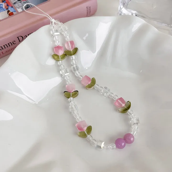 Korean%20Cute%20Flower%20Tulip%20Pearl%20Beaded%20Phone%20Chain%20For%20Mobile%20Phone%20Lanyard%20Pendant%20Anti-Lost%20Hanging%20Jewelry%20Huiye%20-%20Image%204
