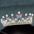 1Pc Crystal Princess Crown Rhinestone Tiara for Girl Birthday Wedding Model Catwalk Queen Crown Pearl Butterfly Hair Jewelry Mzea.