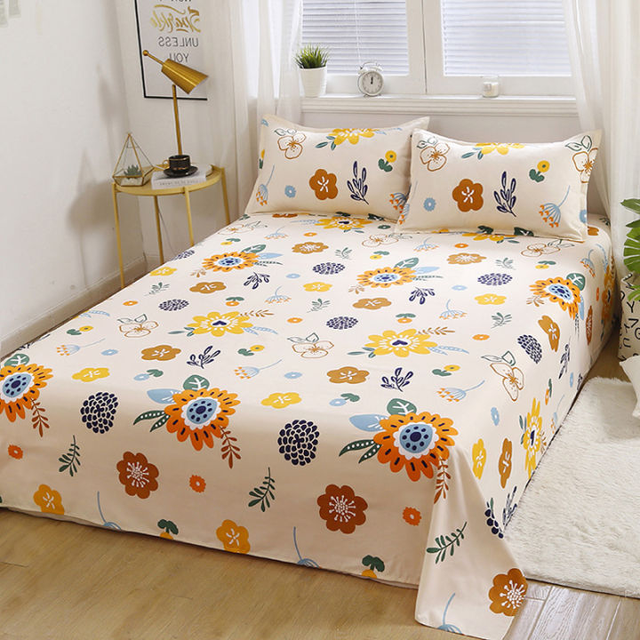 O1 Bed Sheet Single Piece Student Dormitory Single Double Bed 1.5m Pure Water Washed Quilt Sheet Fresh Floral Summer I
