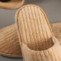 Fashionable Home Amenities indoor Strip coral Fleece Luxury home slippers for Men. 