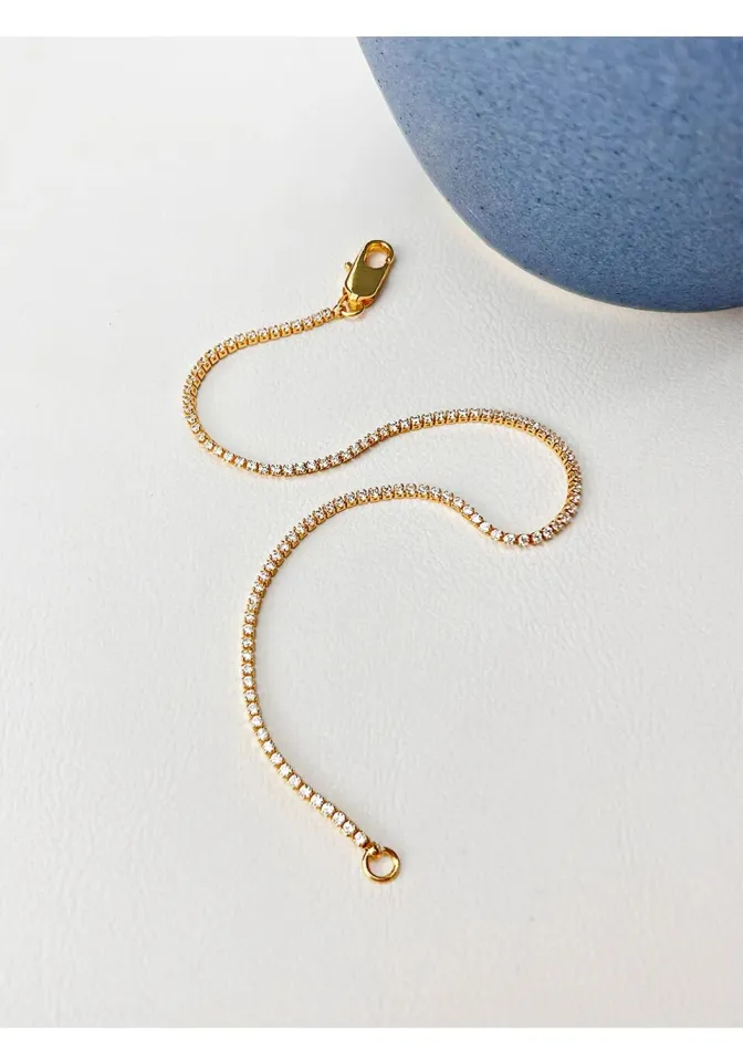 Peri'sBox 1mm Cubic Zirconia Chain Necklace Dainty Super Thin