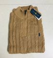 Ralph Lauren Cable-Knit Cotton Quarter-Zip Sweater – Beige. 