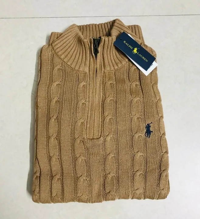 Ralph%20Lauren%20Cable-Knit%20Cotton%20Quarter-Zip%20Sweater%20%E2%80%93%20Beige%20-%20Image%204