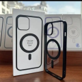 Transparent Magnetic Phone Case with Box for Magsafe Wireless Charging iPhone 11 to 14pro max Mobile -Black Cases.