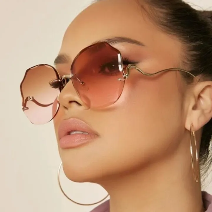 2022%20Rimless%20Sunglasses%20Women%20Ocean%20Water%20Cut%20Eyewear%20Women%20Men%20Trimmed%20Lens%20Metal%20Curved%20Temples%20Sun%20Glasses%20Female%20UV400%20-%20Image%202