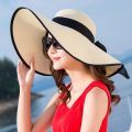Summer Large Brim Straw Hat Floppy Wide Brim Sun Cap Bowknot Beach Foldable Hats Hats for Women.