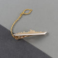 Golden Navy Ship With Anchor Chain Tie Clip For Men. 