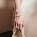 Sweet Korean Imitation Pearl Link Chain Bracelet For Women Girl Elegant Charm Crystal Bowknot Bow Jewelry Party Gifts.