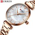 CURREN 9072 Watches for Women Luxury Brand CURREN Elegant Thin Quartz Wrist watch - Rose Gold , White. 