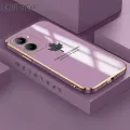 Hontinga for Realme C33 Back Cover Luxury 6D Plating Maple Leaf Side Pattern Case Soft Silicone Square Phone Cases. 