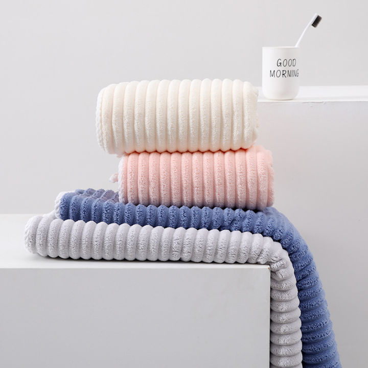 Household%20candy%20strip%20velvet%20coral%20velvet%20Gaoyang%20towel%20bath%20towel%20shower%20cap%20set%20thickened%20absorbent%20non-shedding%20three-piece%20set%20-%20Image%203