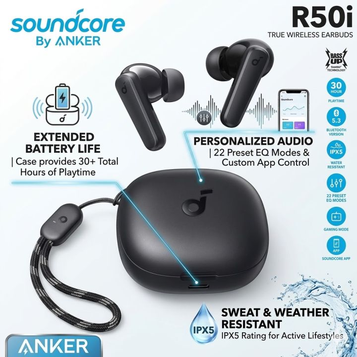 Anker Soundcore R50i True Wireless Earbuds With 30H Playtime, AI-Enhanced Calls, BassUp Technology, Bluetooth 5.3 Wireless Earbuds Bluetooth Earbuds