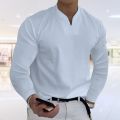 Autumn Mens Elastic Casual T-shirt Fashion Long Sleeve V Neck Fitness T-shirts Tops Spring Home Boyfriend Gift Streetwear S-5XL. 