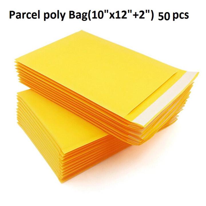 (10"x12"+2) inch 50 Pcs Courier poly Bag/parcel poly Bag/Mailer poly Bag yollow colour