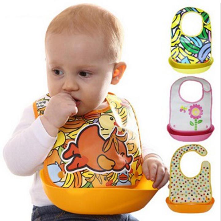 Baby Feeding Plastic Bibs Bati System - 1Pcs ( Color As Per Stock)
