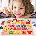 Wooden Puzzles for Toddlers Montessori Baby Learning Alphabet Number Shape Puzzle Toys Kids Educational Matching Board Wood Game.