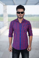 Red & Blue Color Check Shirt. 