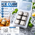 Food Grade 304 Stainless Steel Beverage Ice Cube New Type Square Metal for Drinks. 