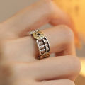 Vintage Copper Coin Abacus Bead Ring Chinese Lucky Money Rich Healthy Crystal Piyao Pi Yao Ring Fortune Abacus Ball Ring.