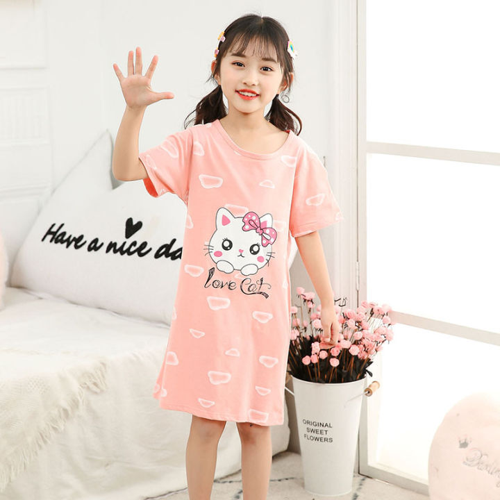 Unicorn%20Cotton%20Nightdress%20Little%20Teen%20Girl%20Pajamas%20Dresses%20Children%20Cartoon%20Summer%20Nightgown%20Home%20Clothes%20Kids%20Sleepwear%20Gecelik%20-%20Image%205