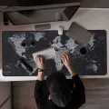 Extended XXL Gaming Mouse Map Pad 35.4X15.74X0.08 Inch, HD World Map Mouse Pad,with Non-Slip Base,Waterproof and Foldable Pad,Desktop Pad Suitable for Gamers,Suitable for Desktop,Office and Home,Black. 
