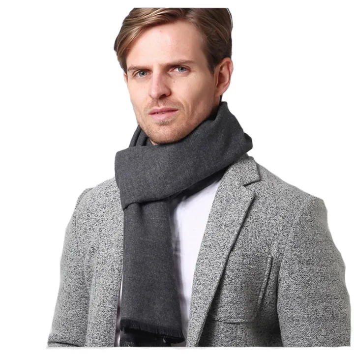 New Winter Cashmere Scarf Men Business Plain Color Pashmina Autumn Wool Shawls and Wraps Male High Quality Keep Warm Scarves