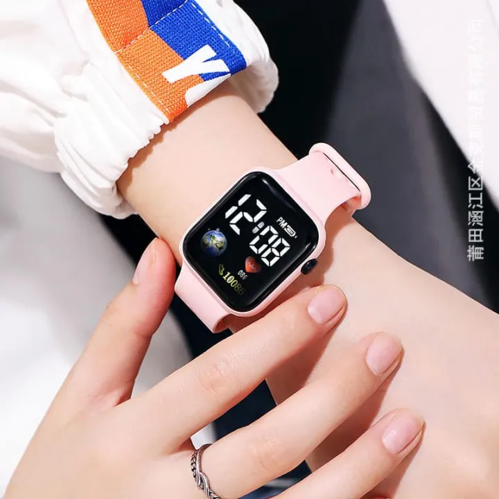 New LED Digital Fashionable Luxury Silicone Band Sports Colourful Belt Watch for Women