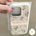 Retro Flowers English Label Case Compatible for IPhone 16 13 11 15 14 12 Pro Max 15Pro 16Pro 15 16 14 Plus 12Pro Luxury Lychee Soft Cover. 