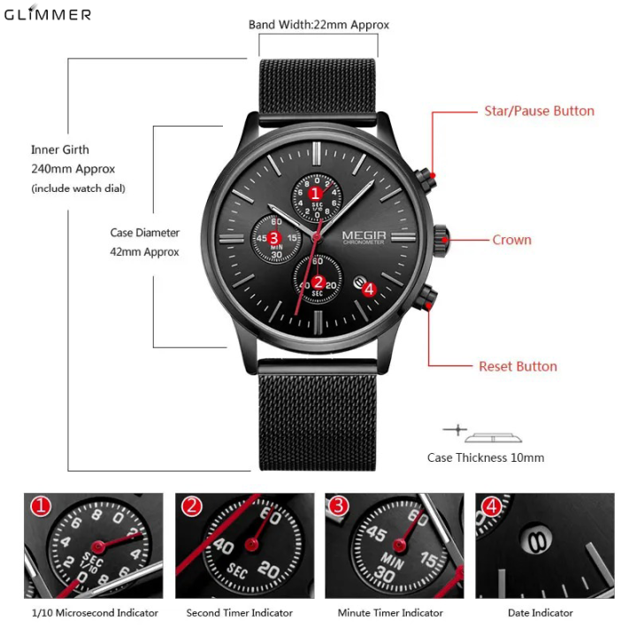 MEGIR%20MS2011%20Men's%20Quartz%20Chronograph%20Watch%20Stainless%20Steel%20Band,%20Luminous%20Hands,%20Calendar%20-%20Image%204