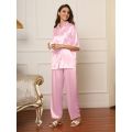 Stylish Slumber: Women’s Silky Pajama Set for Cozy Nights. 