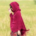 Women's Hooded Shawl Autumn and Winter Loose Tassel Shawl Cape Scarf Dual-Use Sweater Coat Batwing Shirt plus Size Women's Clothing.