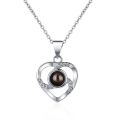 1set Hollow Zircon Love Necklace Female MOTHER'S Day Eternal Flower Artificial Flower Gift Box Jewelry Box.