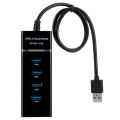 4 Port Usb Hub Superspeed 3.0 Portable Mini-Hub "Parking Strip" For Pendrive, Mouse, Keyboards, Camera, Mobile, Tablet, Pc, Laptop Usb Hub Black 30 Cm - Usb Hub.