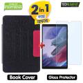 For Samsung Galaxy Tab A7 Lite SMT220/SMT225 (8.7.inch) Horizontal Flip Book Cover + Tempered Glass Protector for Samsung Galaxy Tab A7 Lite (Black 2 in1 Combo).