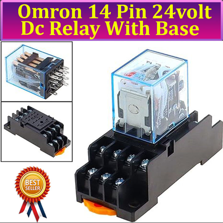 Omron Dc 24V Coil 14 Pin Dpdt 5A Power Electromagnetic Relay With Base