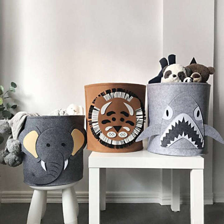Tiktok ins Cartoon Baby Toy Bucket Felt Bag Washable Dirty Clothes Storage Basket