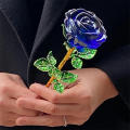 Handcrafted  Glass Rose Durable Transparent Double Rose Valentines Day Gift Gift Boxed  Valentines Day Rose for Valentine's Day Birthday Present Girlfriend Gift Home Decor Romantic Surprise. 