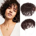 Black Fringe Brown Women Cover White Hair Hair Extensions Clip In Bangs Toupees High Temperature Fiber Topper Fake Hair Piece 3D Hair Bangs Corn Curly Bangs Head Top Wig Block. 