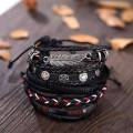 Trendy Imported 5 Pcs Multilayer Handmade European Leather Bracelet Charms Beads for Men Women Unisex Punk Wrist Hand Bands - Bracelet For Women.