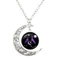 12 Constellation Scorpio Sagittarius Capricorn Aquarius Pendant Silver Color Crescent Moon Necklace Jewelry Birthday Gift. 